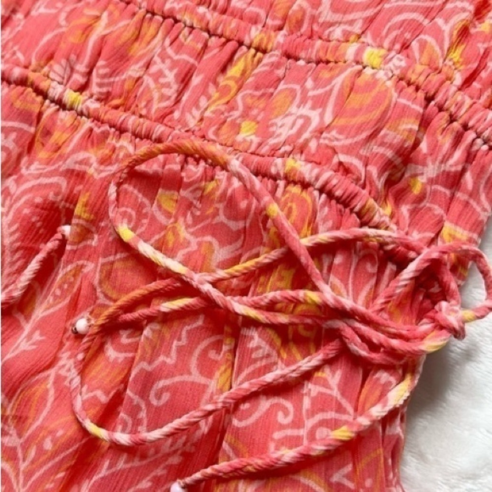 Cleobella Hannah Cutout Tiered Ruffle Maxi Dress Coral Blossom M Romantic NEW - Picture 11 of 16